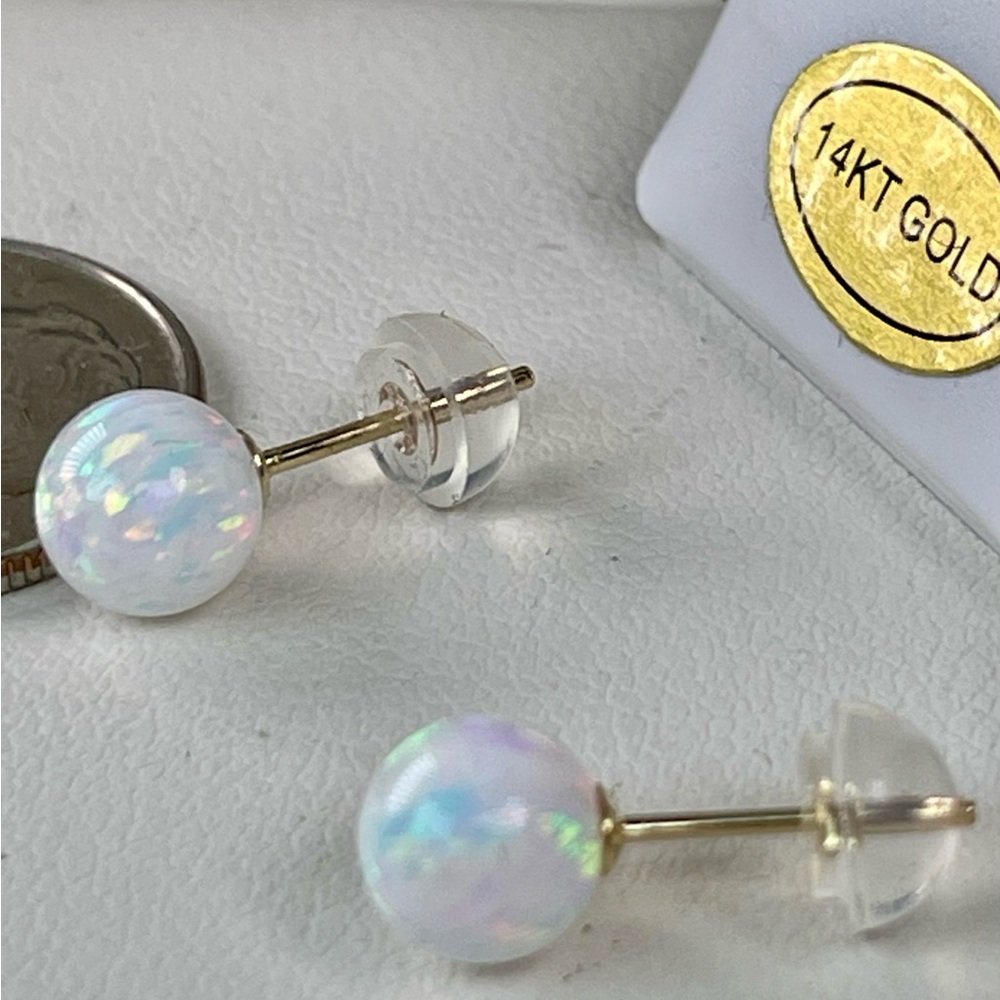 2.6ct 14KT Opal 6mm full round crystal Opal. 14k Yellow Gold - Picture 12 of 12